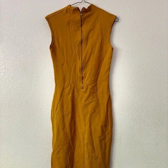Rolla Coster Yellow Sheath Midi Dress Sleeveless V-Neck - Picture 3 of 3